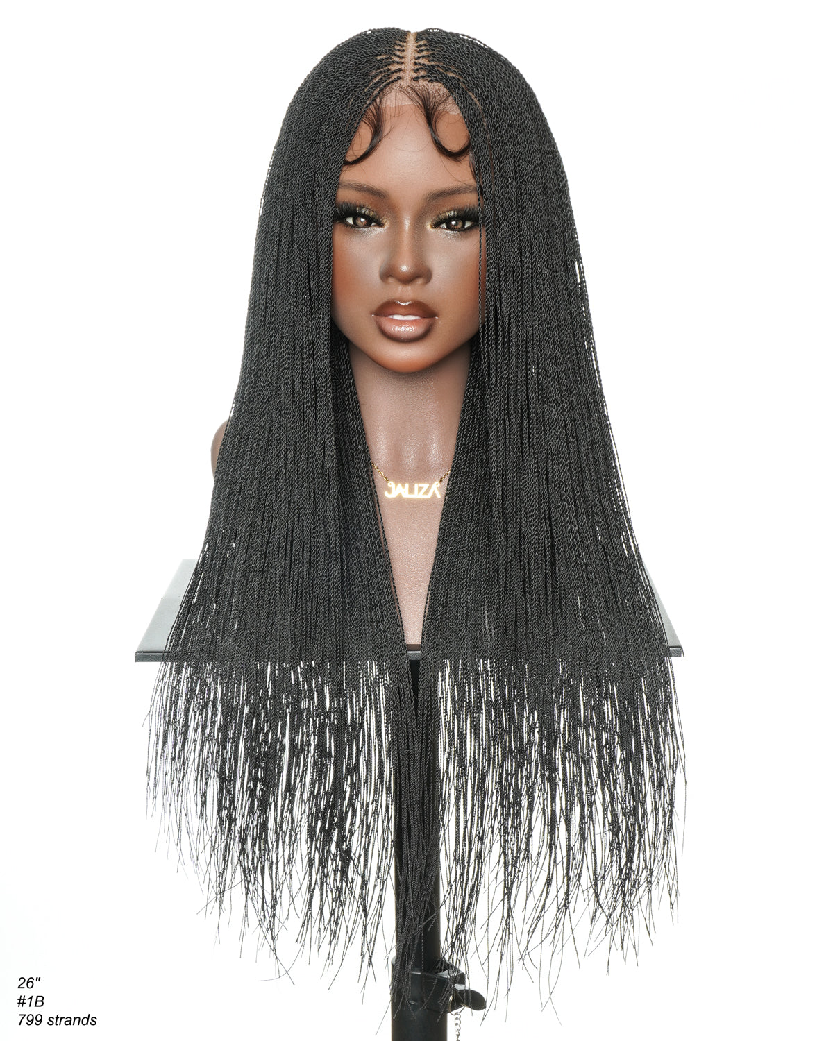 26" & 36" Pre Bleached Swiss HD Full Lace Knotless Micro Braids Box Braided Wig 799 Strands