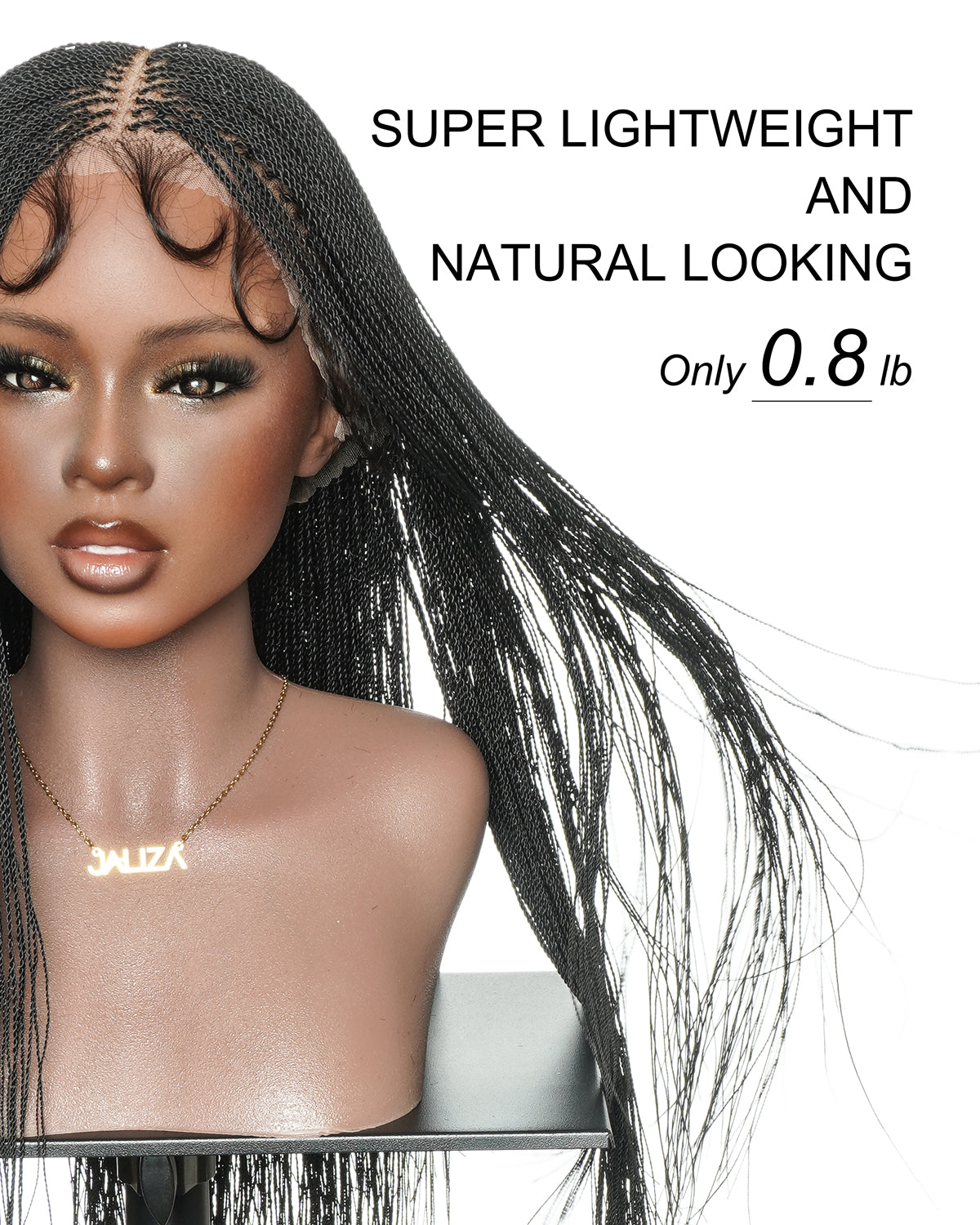 26" & 36" Pre Bleached Swiss HD Full Lace Knotless Micro Braids Box Braided Wig 799 Strands