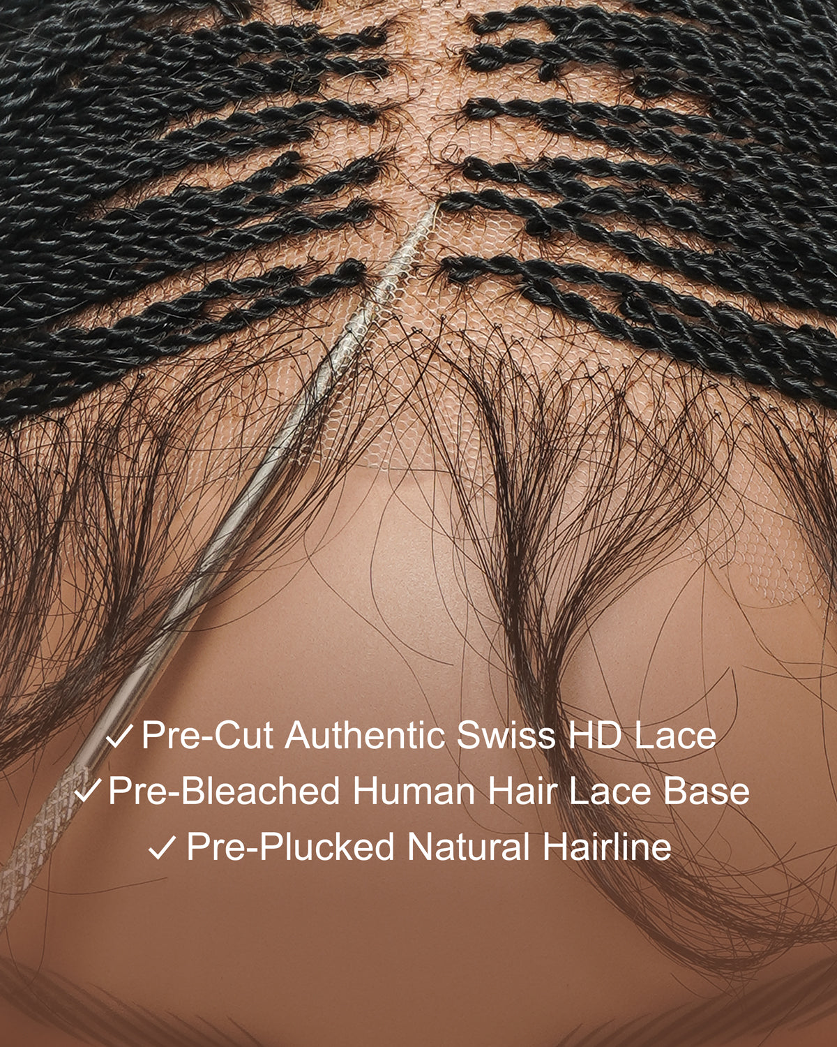 26" & 36" Pre Bleached Swiss HD Full Lace Knotless Micro Braids Box Braided Wig 799 Strands