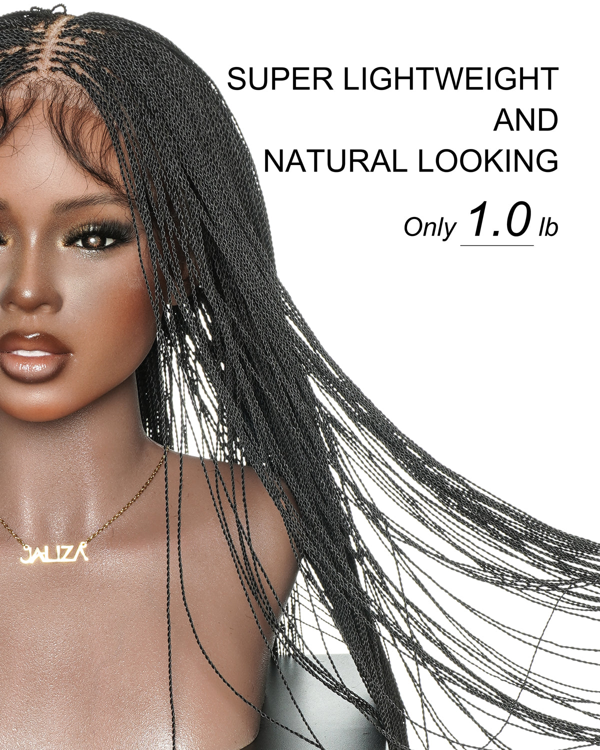 26" & 36" Pre Bleached Swiss HD Full Lace Knotless Micro Braids Box Braided Wig 799 Strands