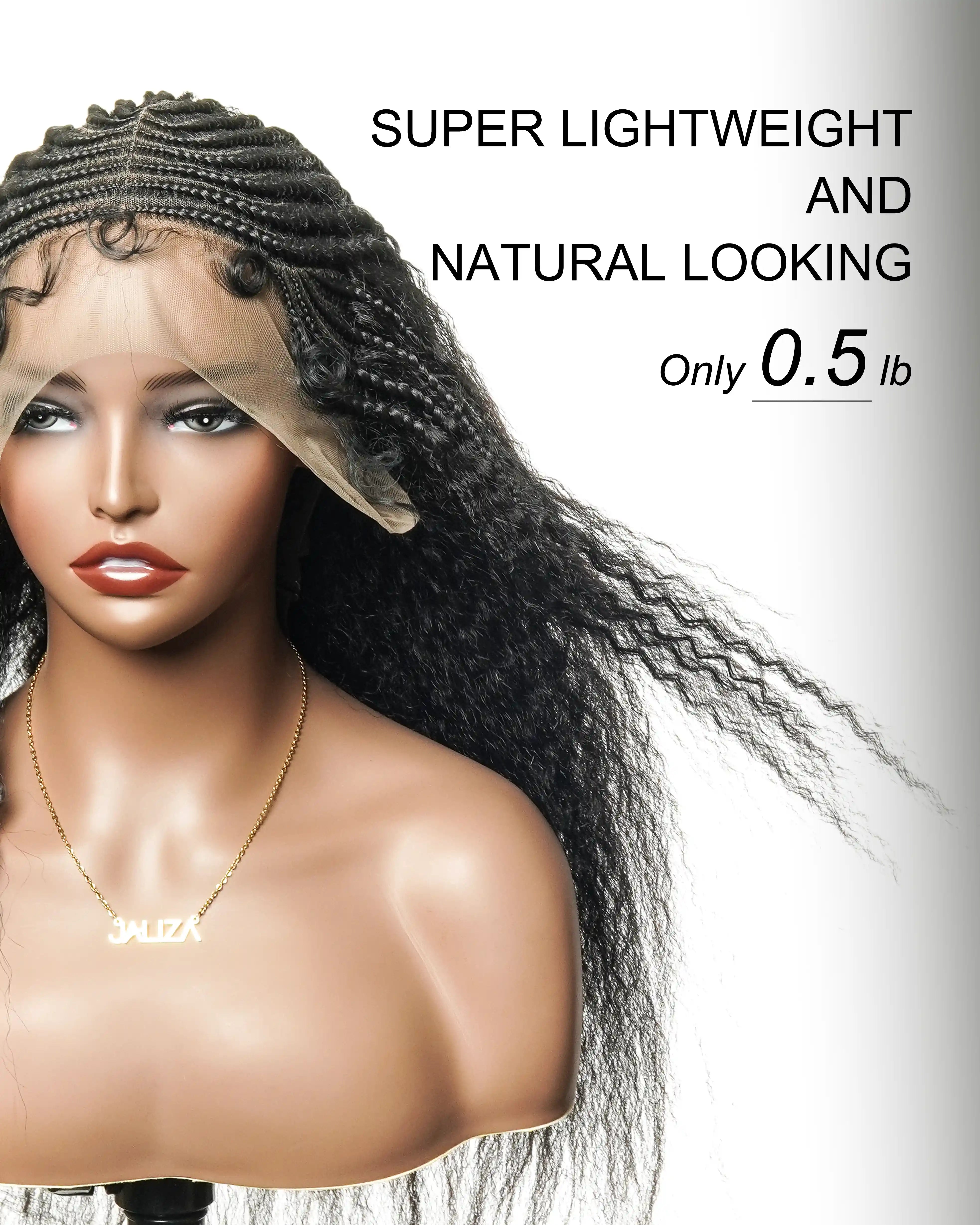 26" Multi Half Cornrow Crown with Extra Full Kinky Human Hair Wig