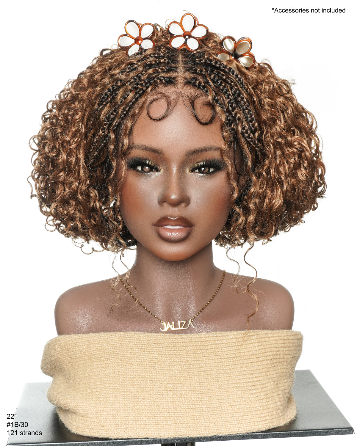 Nami - Drawstring Cap Water Wave Human Hair Curls Pre Bleached Swiss HD Full Lace Knotless Boho Box Braided Wig