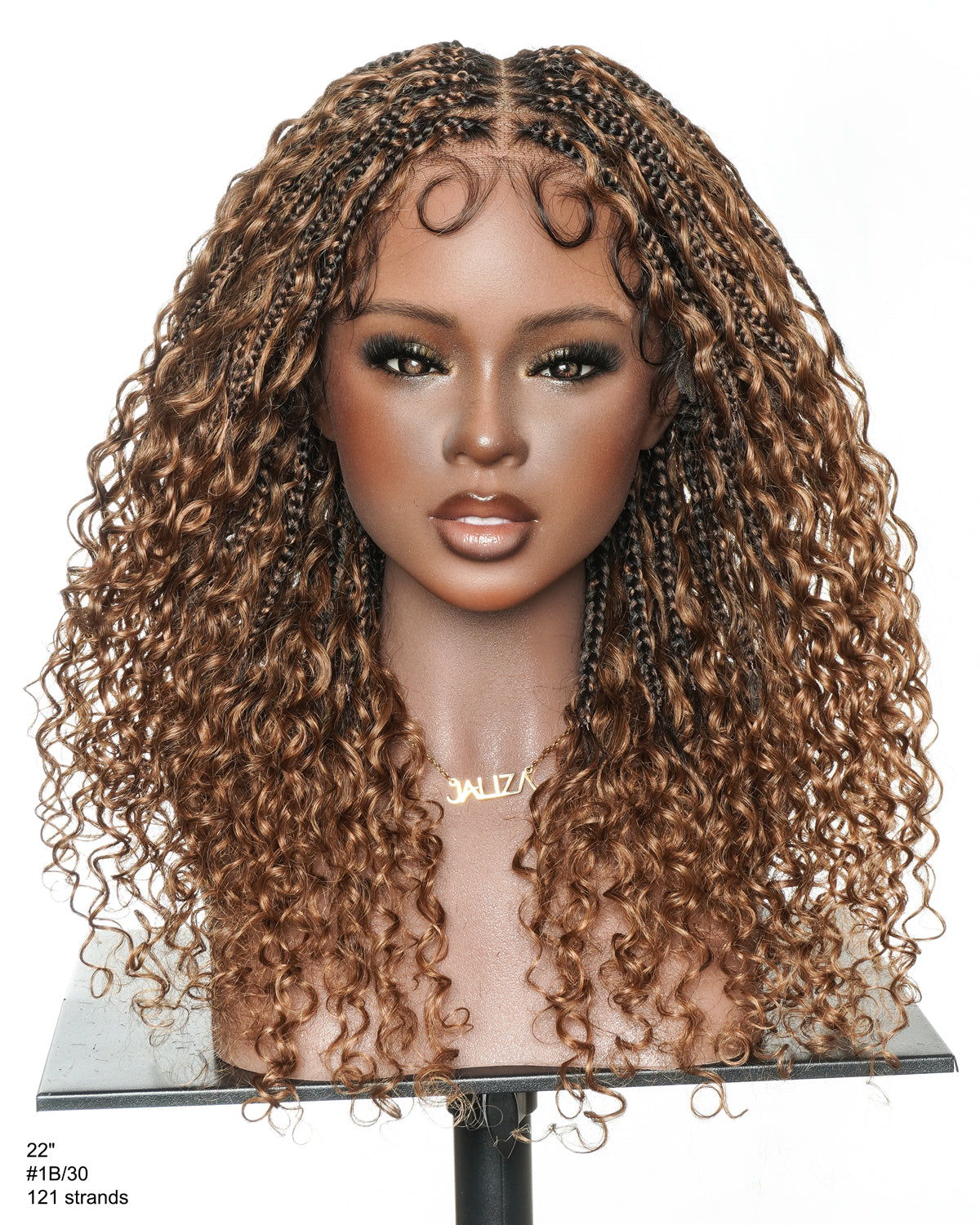 Nami - Drawstring Cap Water Wave Human Hair Curls Pre Bleached Swiss HD Full Lace Knotless Boho Box Braided Wig