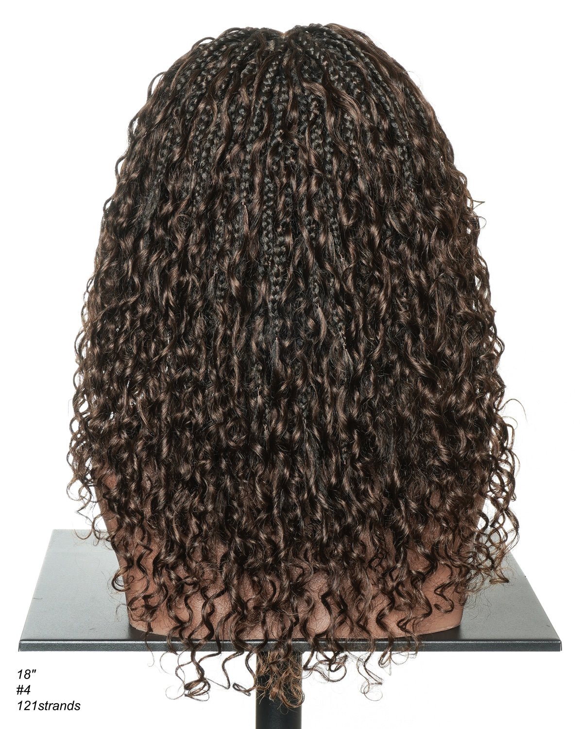 Nami Color #4 Water Wave Human Hair Curls Pre Bleached HD Full Lace Knotless Boho Box Braided Wig