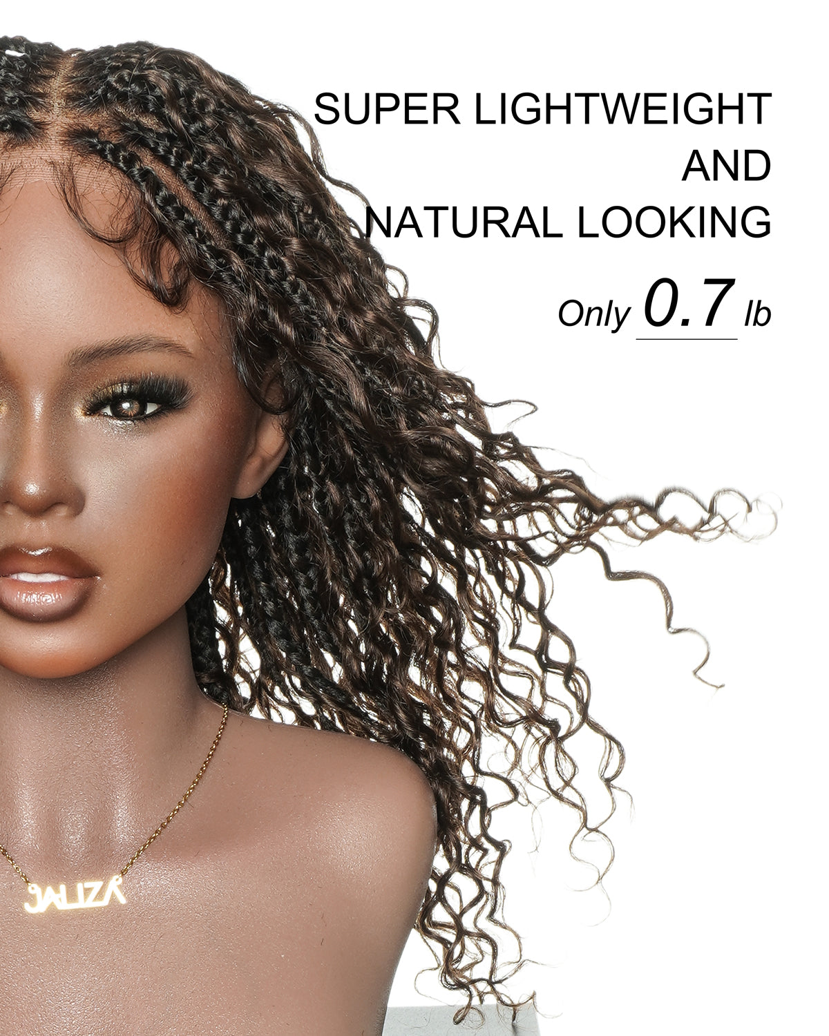Nami Color #4 Water Wave Human Hair Curls Pre Bleached HD Full Lace Knotless Boho Box Braided Wig