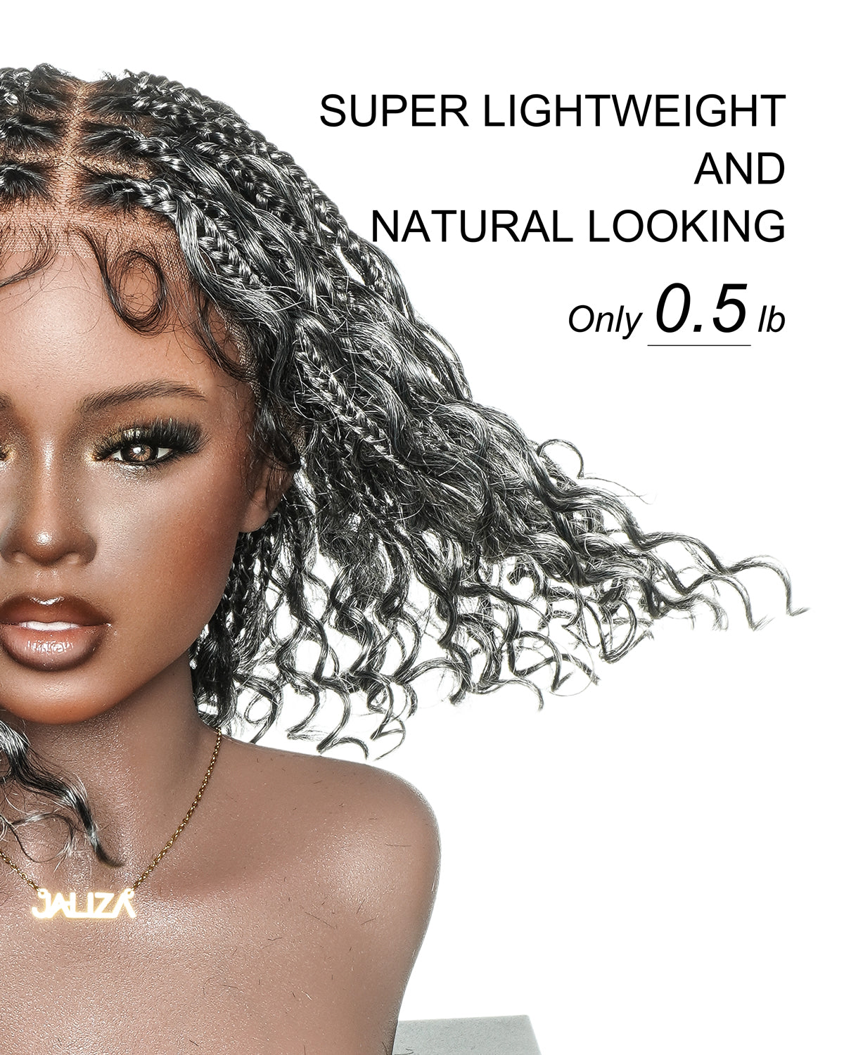 Nina - Short Pre Bleached HD Full Lace Knotless Box Braided Wig With Human Hair Curly Ends