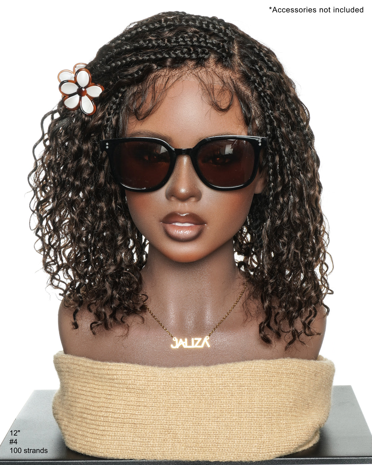 Gloria 12" Wear To Go Glueless Elastic Lace Water Wave Boho Bob Braided Wig, Pre-Cut & Pre-Bleached Swiss HD Full Lace