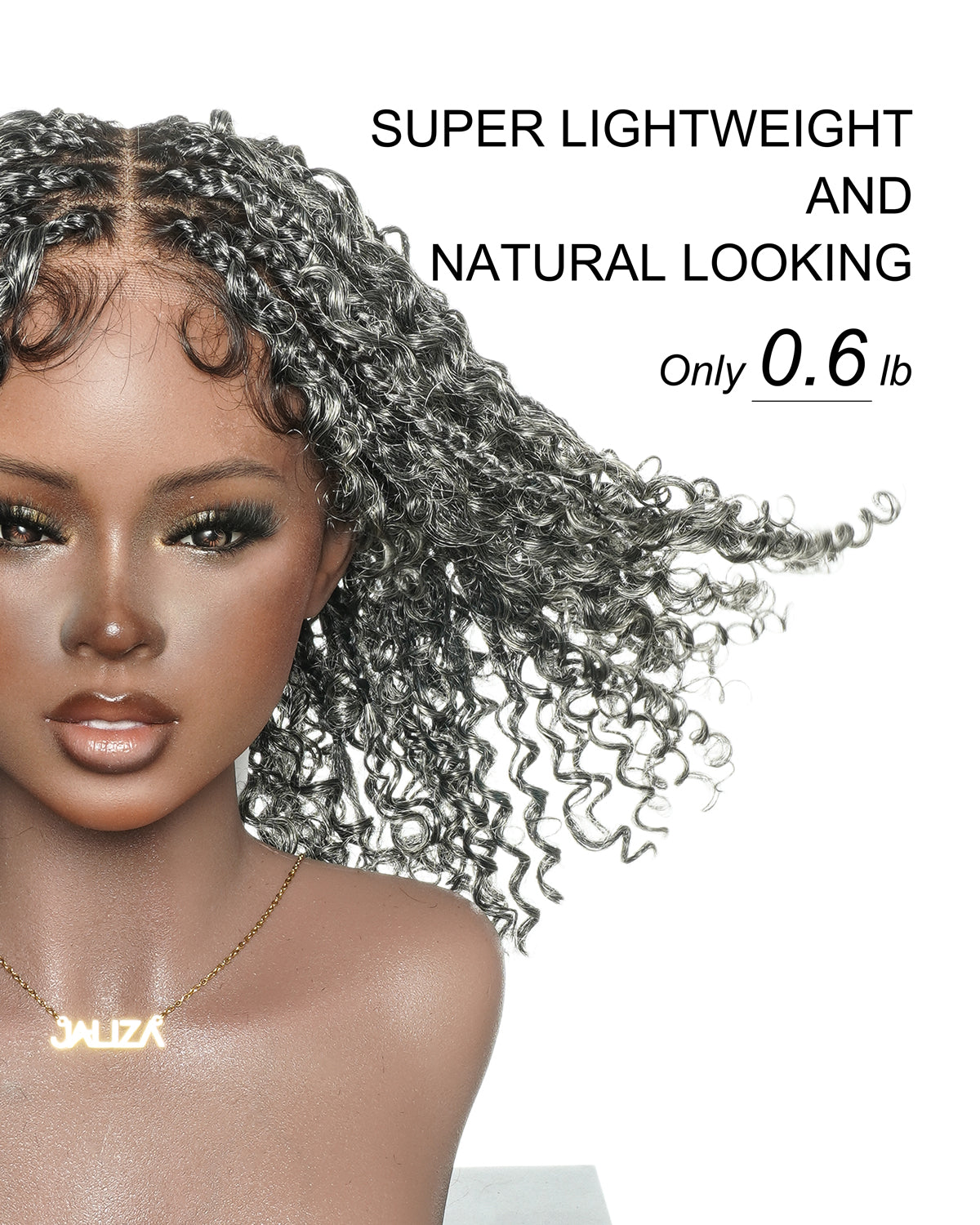 Nami Bob 12" - JALIZA Slip-On™ Salt & Pepper Water Wave Boho Box Braided Wig
