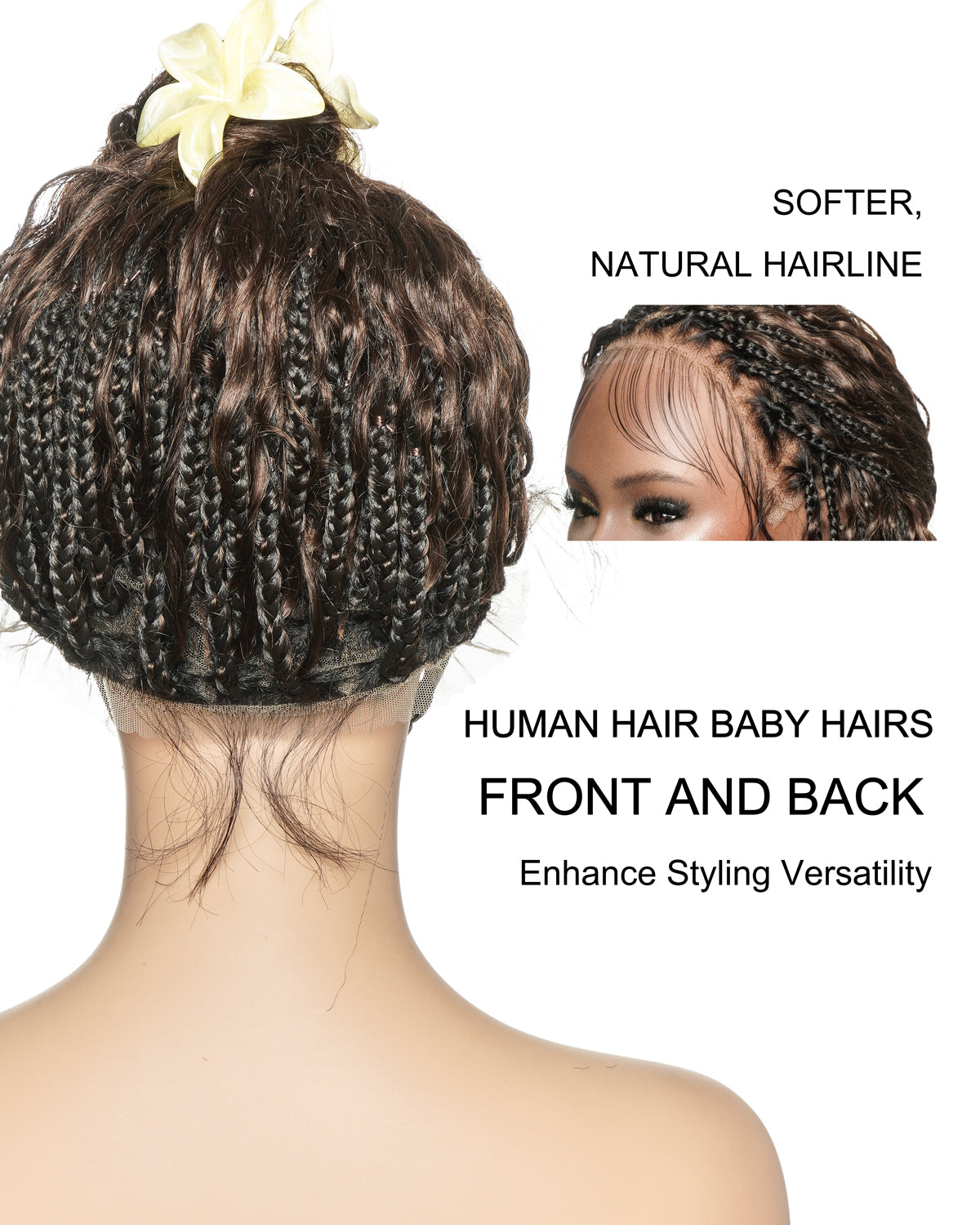 Tiana - 22" Bora Bora Dark Brown #4 Pre Bleached Human Hair Curls HD Full Lace Boho Box Braided Wig