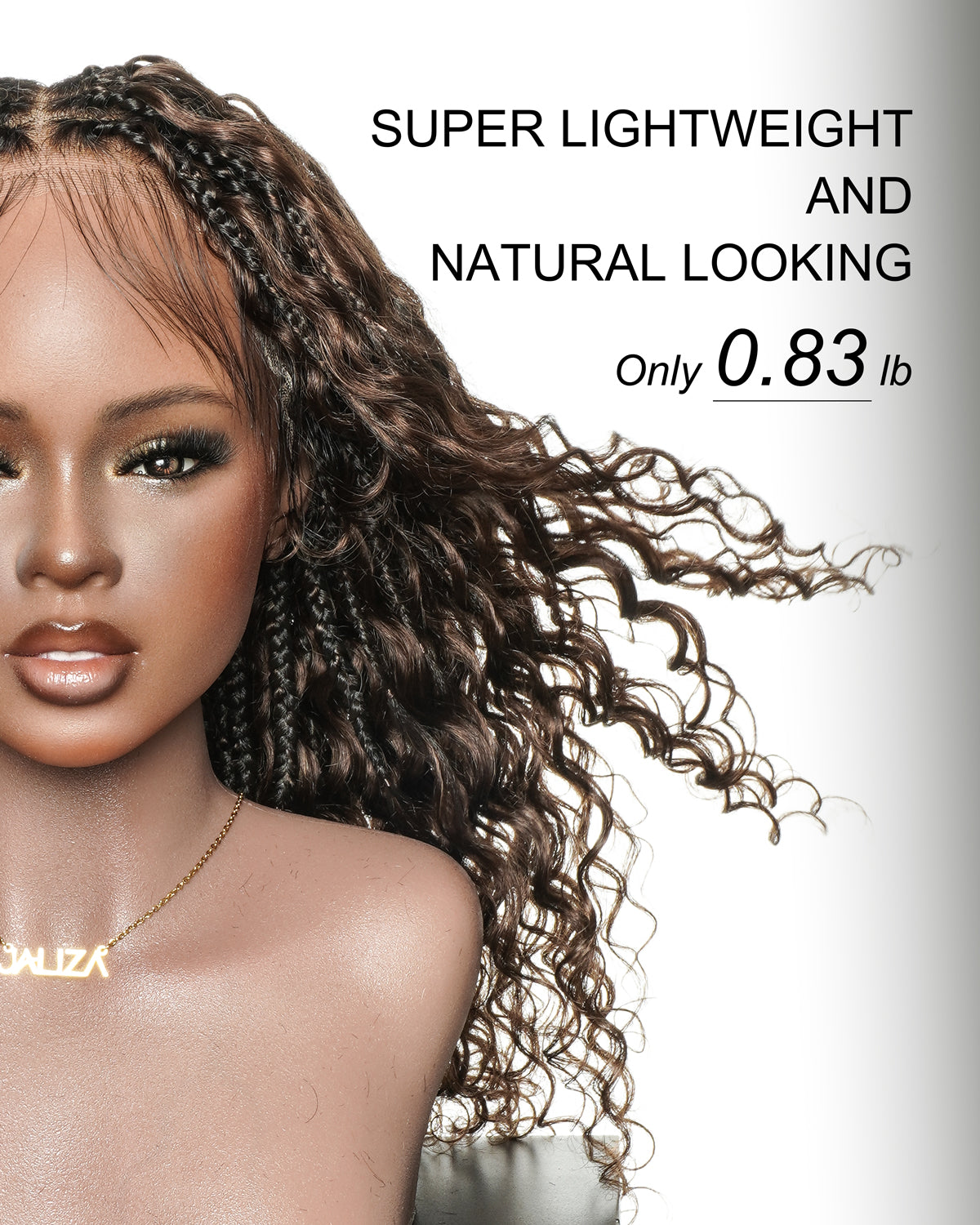 Tiana - 22" Bora Bora Dark Brown #4 Pre Bleached Human Hair Curls HD Full Lace Boho Box Braided Wig