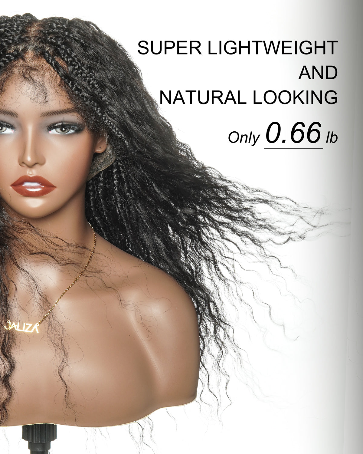 22" Human Hair Wet & Wavy Curls Pre Bleached HD Full Lace Boho Box Braided Wig