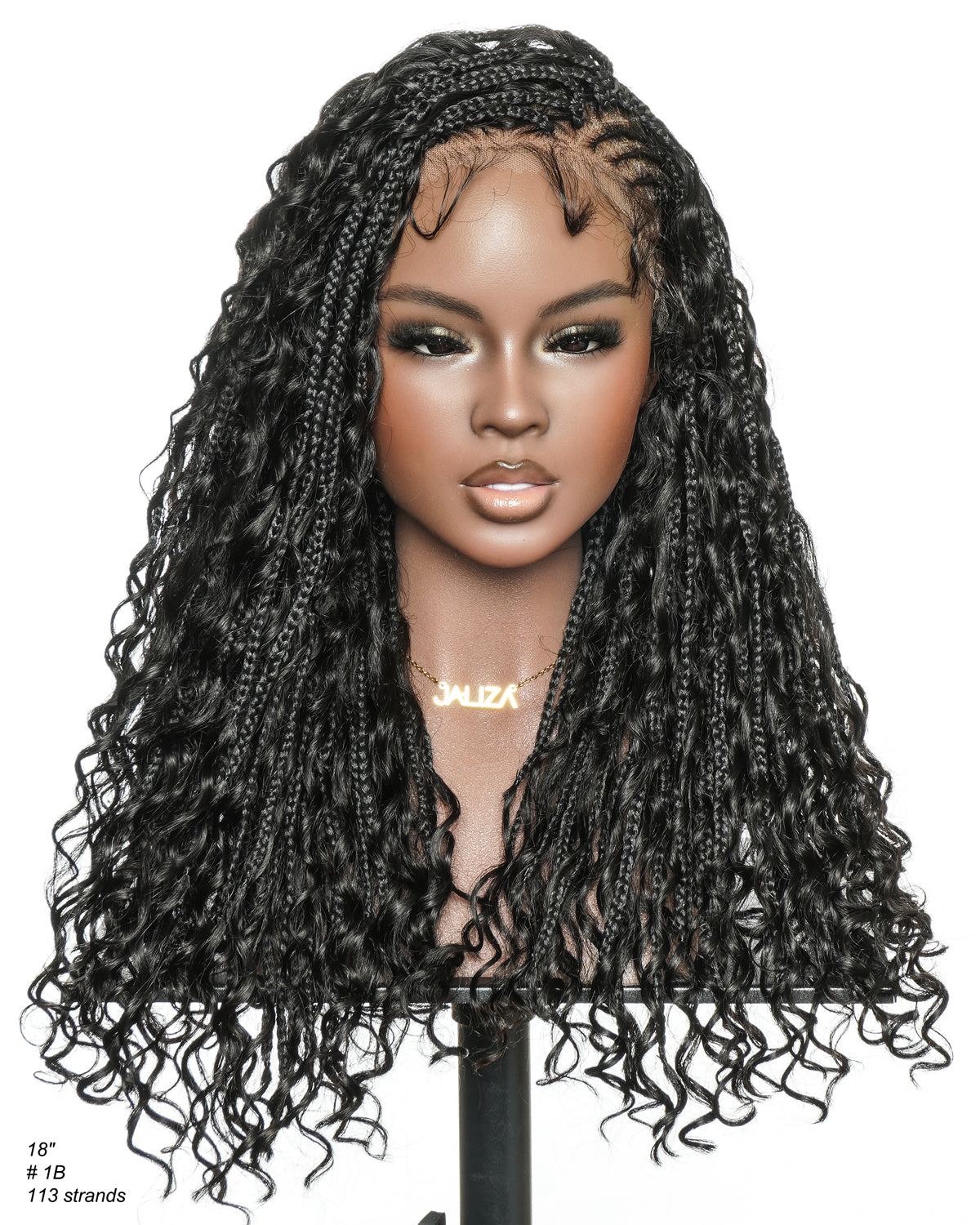 Avery Fulani Human Hair Glueless Swiss HD Lace Cornrow Frontal Boho Box Braided Wig Deep Wave 24 Inches