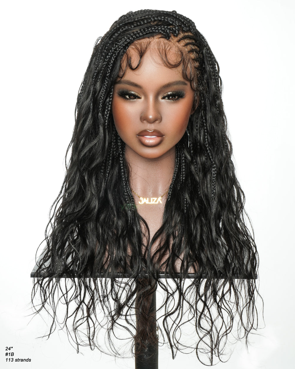 Avery - 24" Body Wave Fulani Human Hair Boho Braids With Cornrow Braided Wig