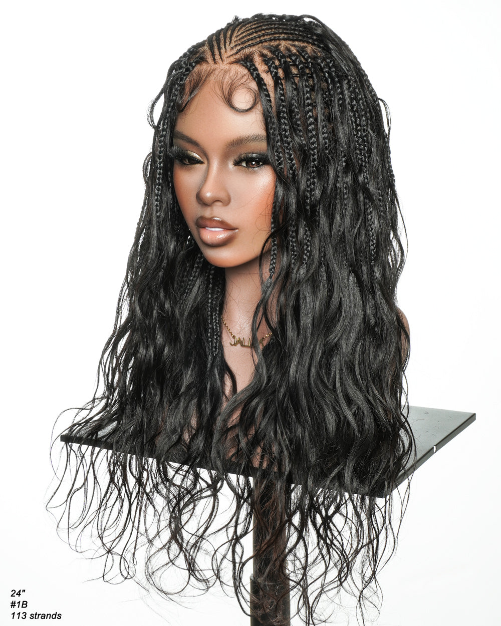 Avery - 24" Body Wave Fulani Human Hair Boho Braids With Cornrow Braided Wig