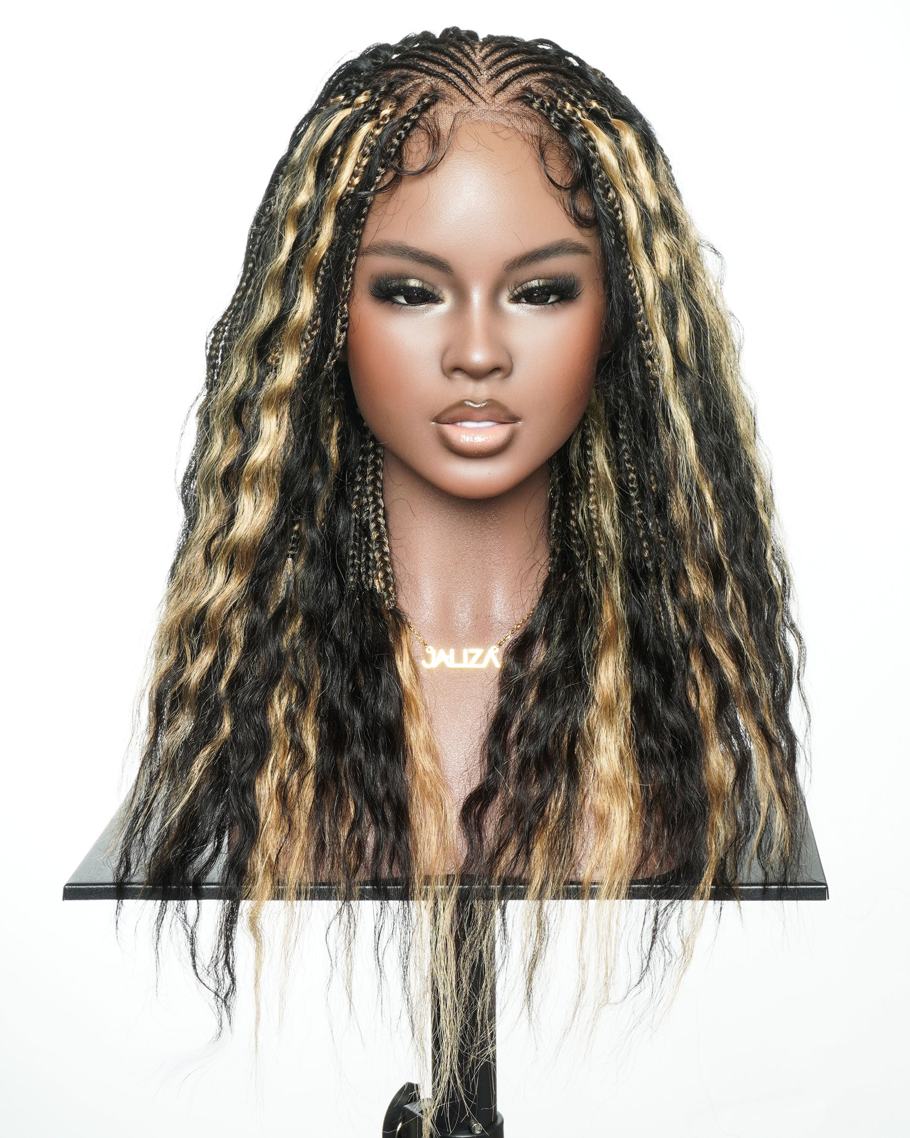 Avery 18" Blend Color Fulani Human Hair Braided Wig