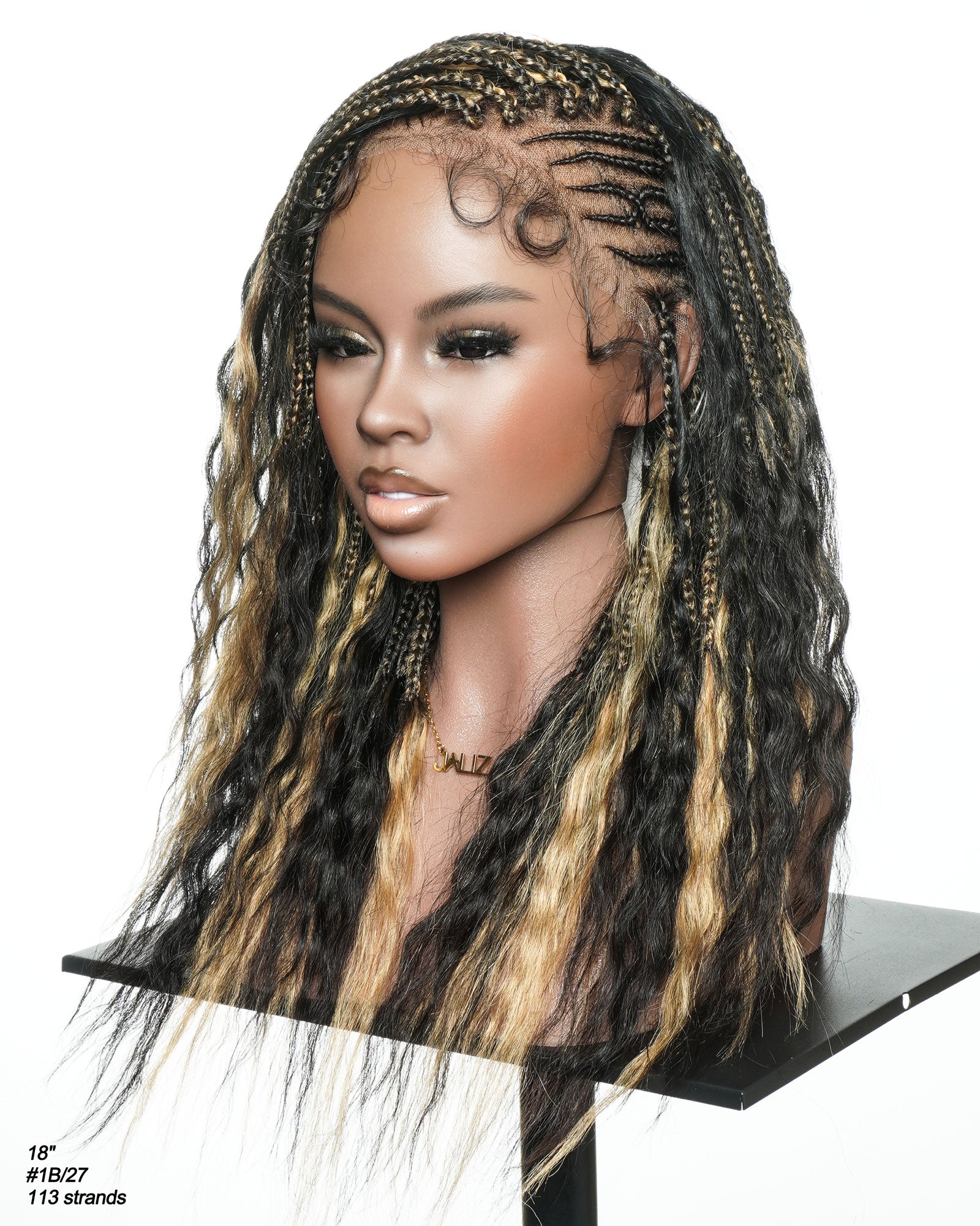Avery 18" Blend Color Fulani Human Hair Braided Wig