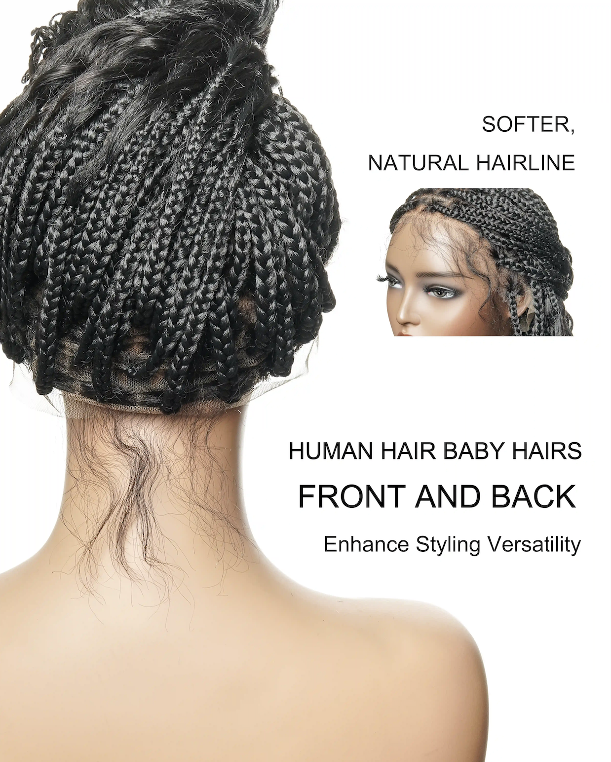 Nina - Short Pre Bleached Swiss HD Full Lace Knotless Box Braided Wig With Human Hair Curly Ends