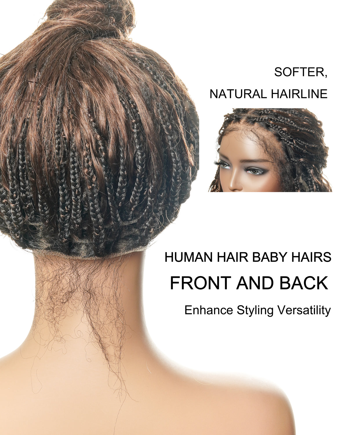 Kiki - 16" Pre Bleached HD Full Lace Human Hair Curls HD Full Lace Knotless Boho Box Braided Wig