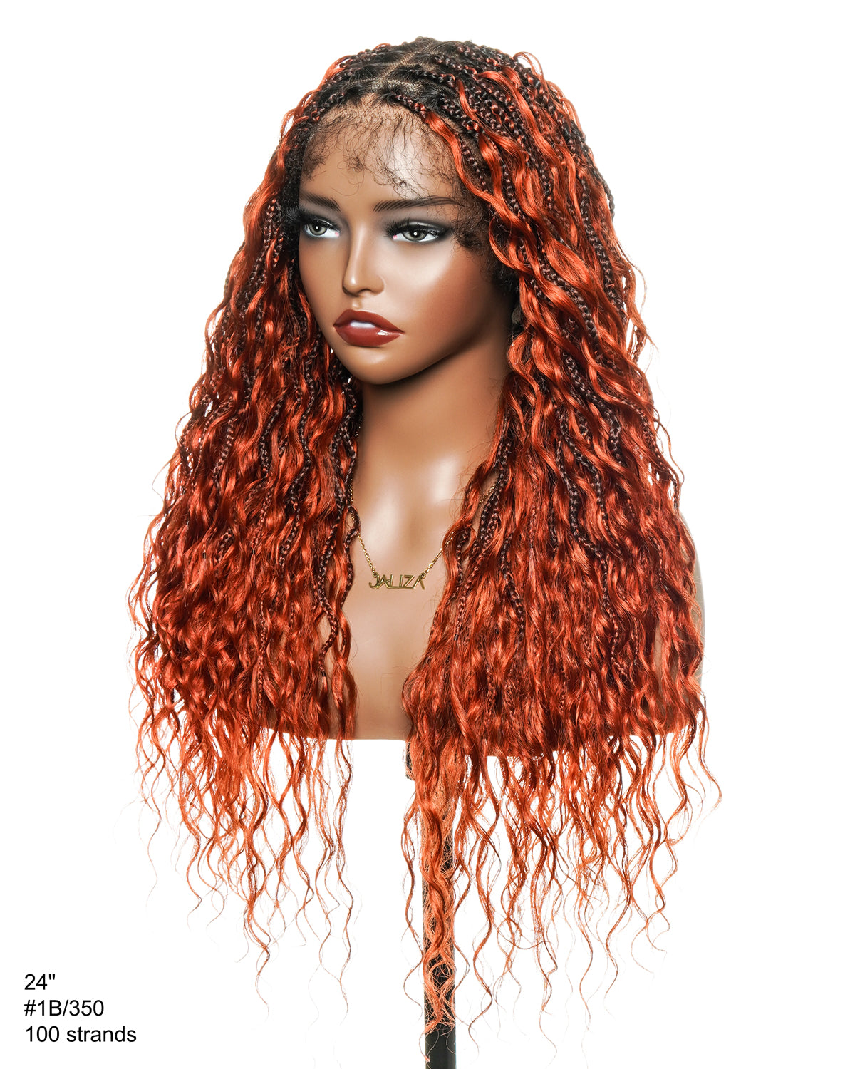 24 Inches Wavy Box Braids with Human Hair Cascading Boho Waves Boho Box Braided Wig