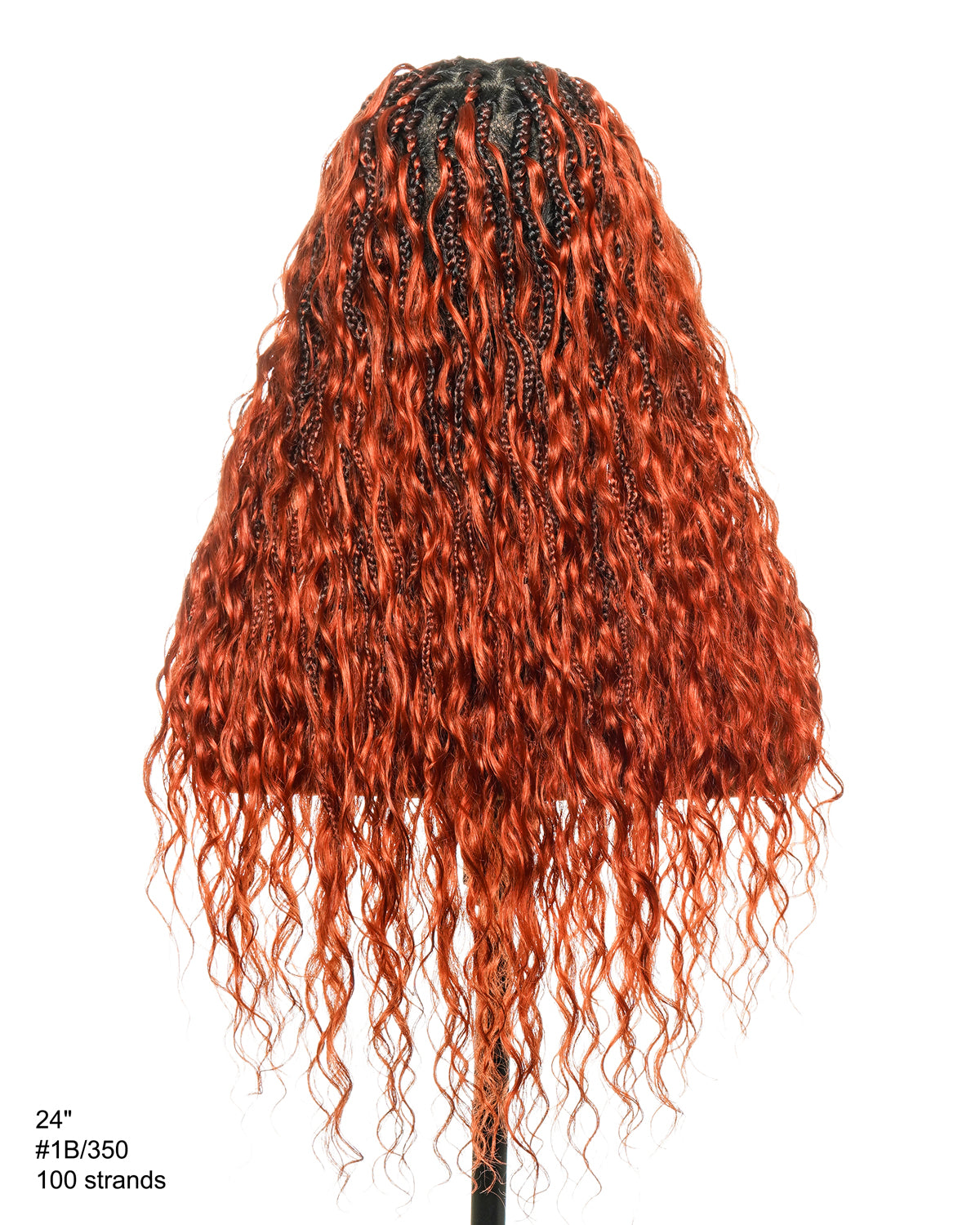 24 Inches Wavy Box Braids with Human Hair Cascading Boho Waves Boho Box Braided Wig