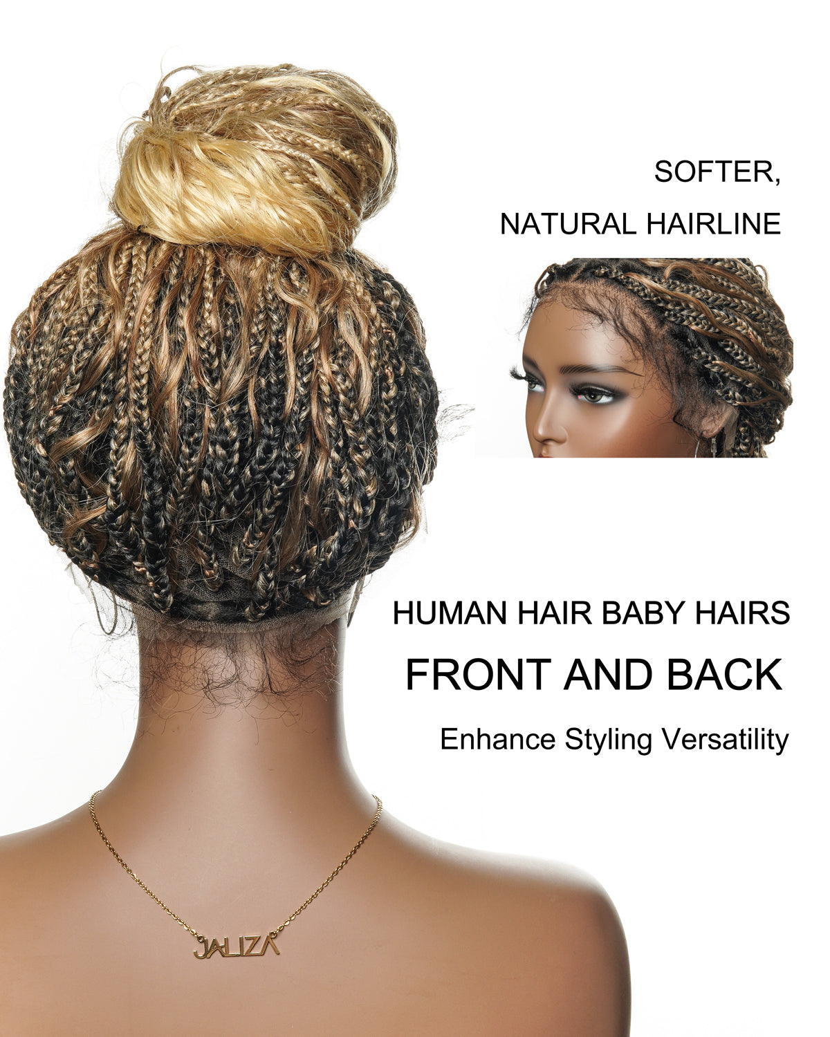 24 Inches Wavy Box Braids with Human Hair Cascading Boho Waves Boho Box Braided Wig