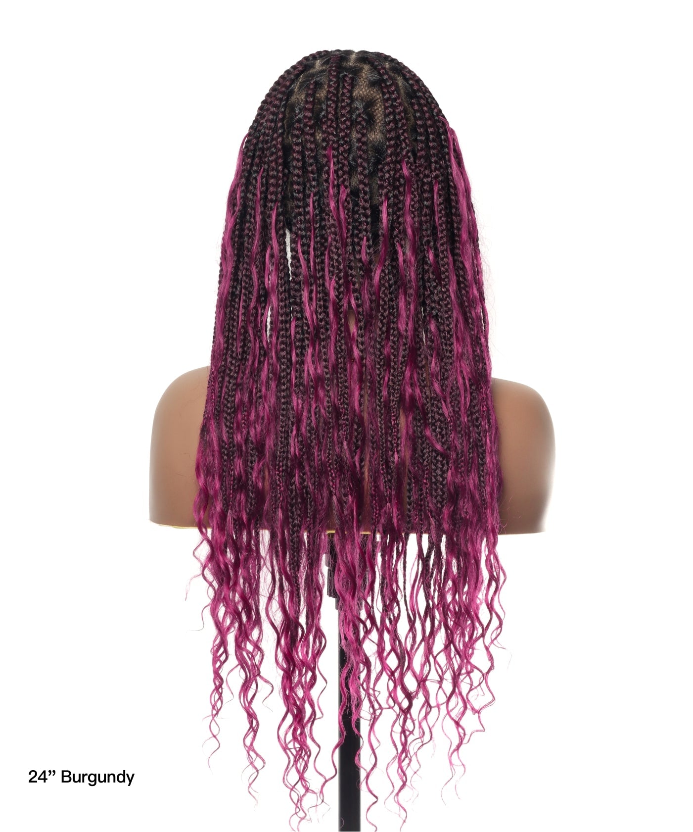 24" Human Hair Boho Box Braided Wig HD Full Lace Lightweight 79 Strands 1 Boho Curl and 1 Boho End