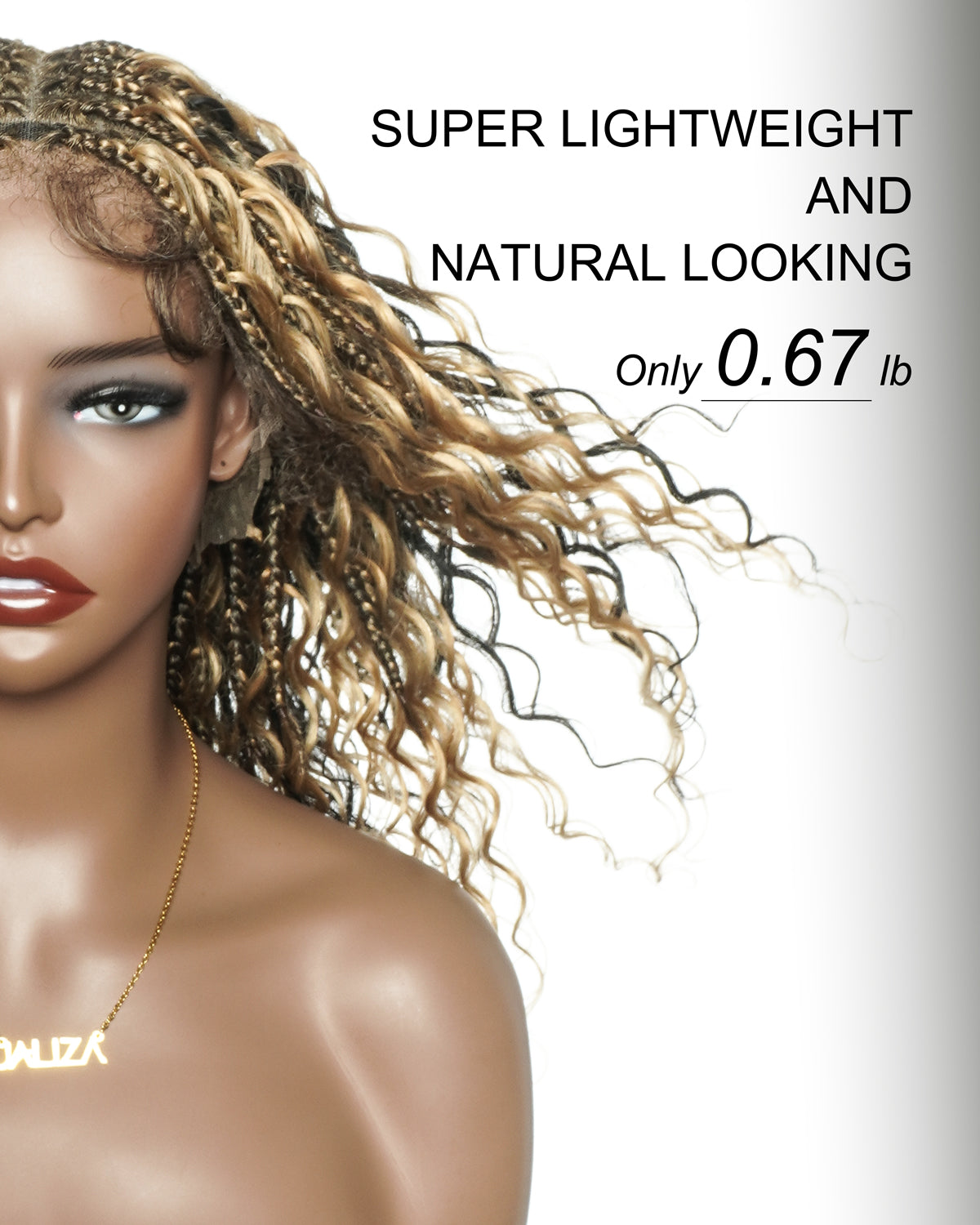 18" Ombre Brown Blond #1B/30 27 Color HD Full Lace Human Hair Boho Curls Short Braided Wig