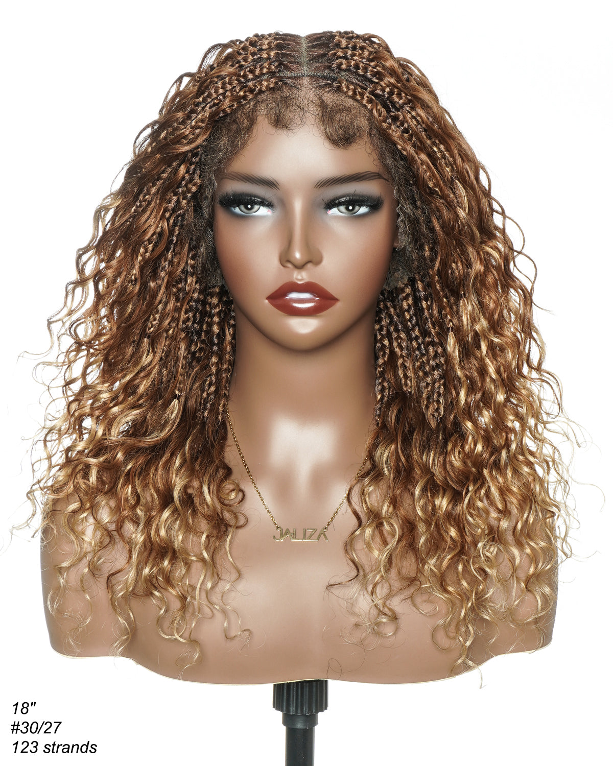 Lumina - 18" Blend Color HD Full Lace Human Hair Boho Braided Wig