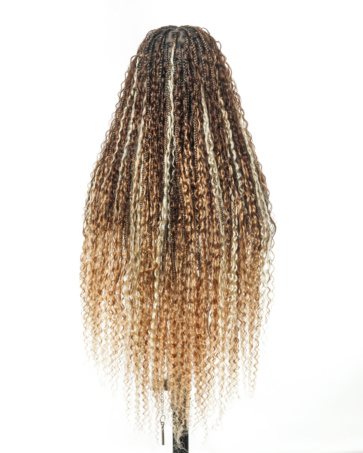 Solana - Human Hair Lace HD Full Lace Blend Color 1B 30 27 613 Human Hair Boho Style Boho Box Braided Wig