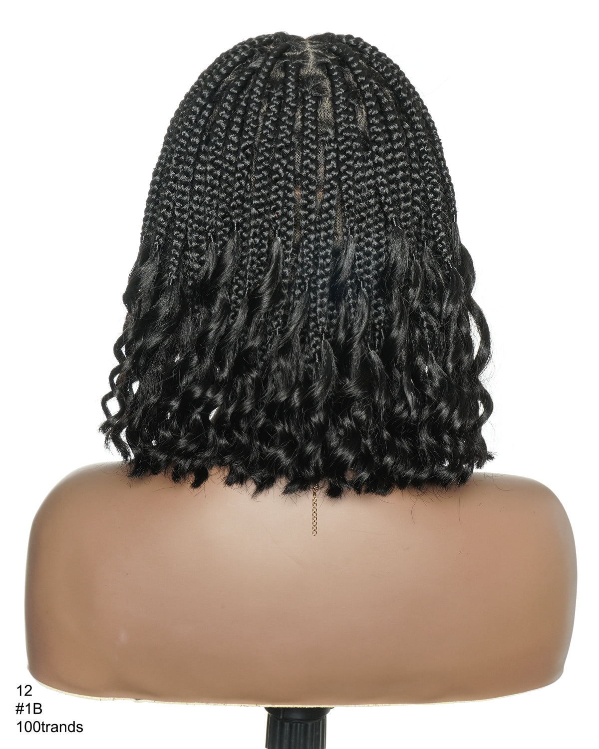 Nina - Short Pre Bleached Swiss HD Full Lace Knotless Box Braided Wig With Human Hair Curly Ends
