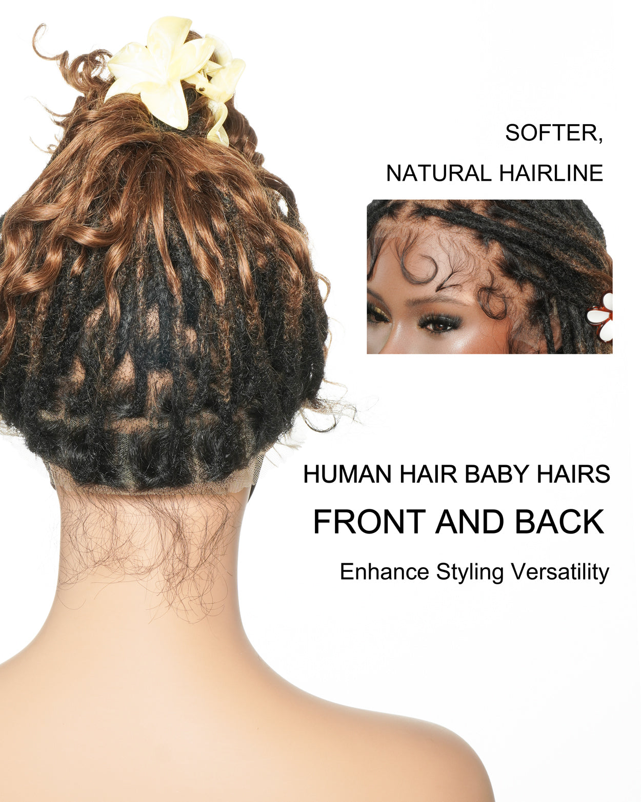 14" 100% Human Hair Boho Locs With Curly Ends Pre Bleached Swiss HD Full Lace Wig