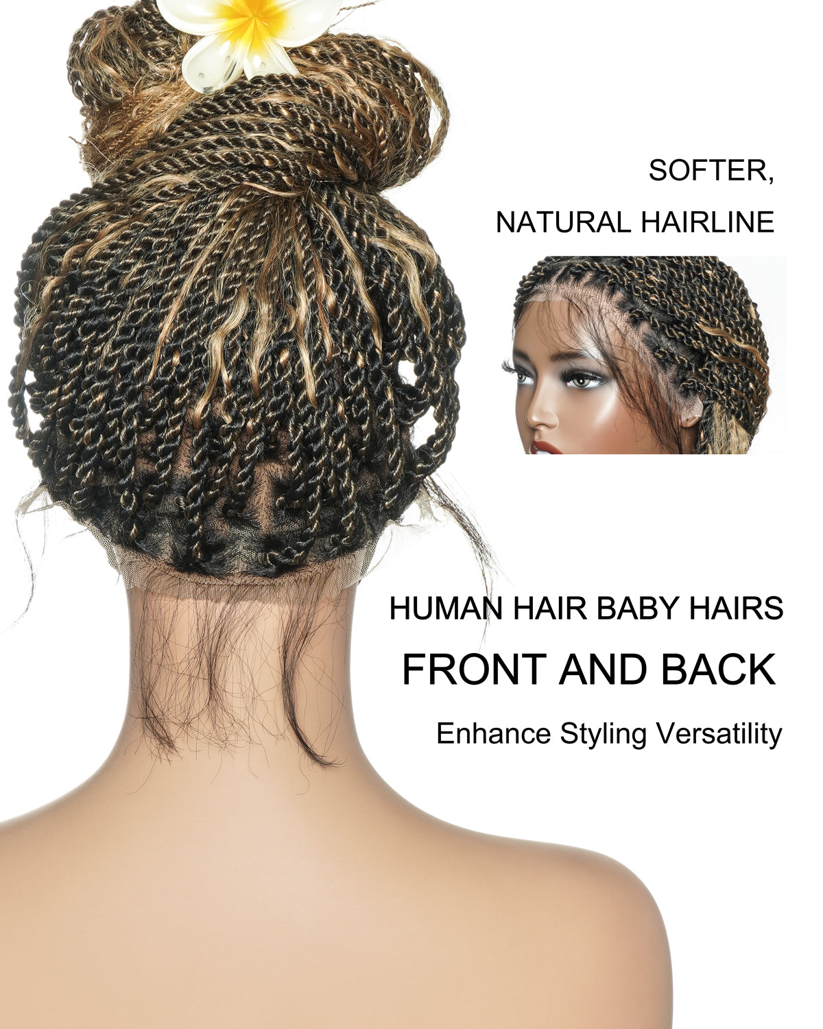 30 inches Honey Blond HD Lace Human Hair Boho Island Twist Braided Wig