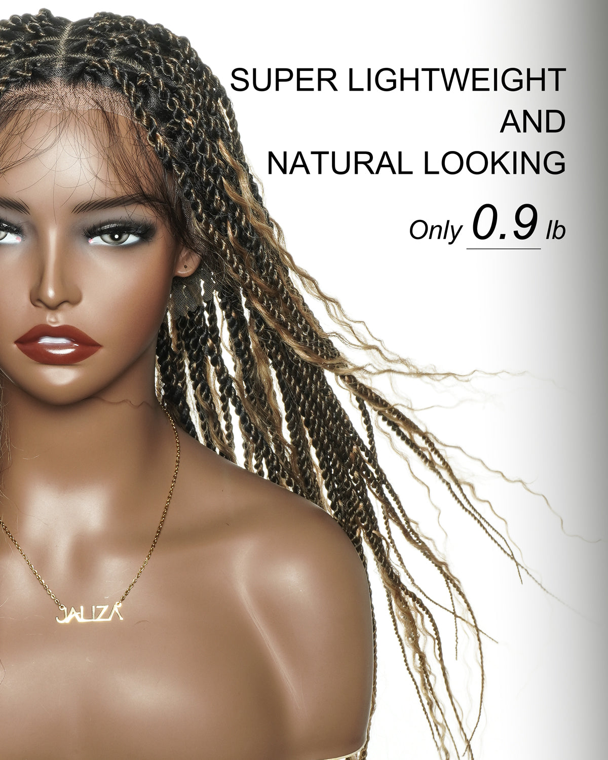 30 inches Honey Blond HD Lace Human Hair Boho Island Twist Braided Wig