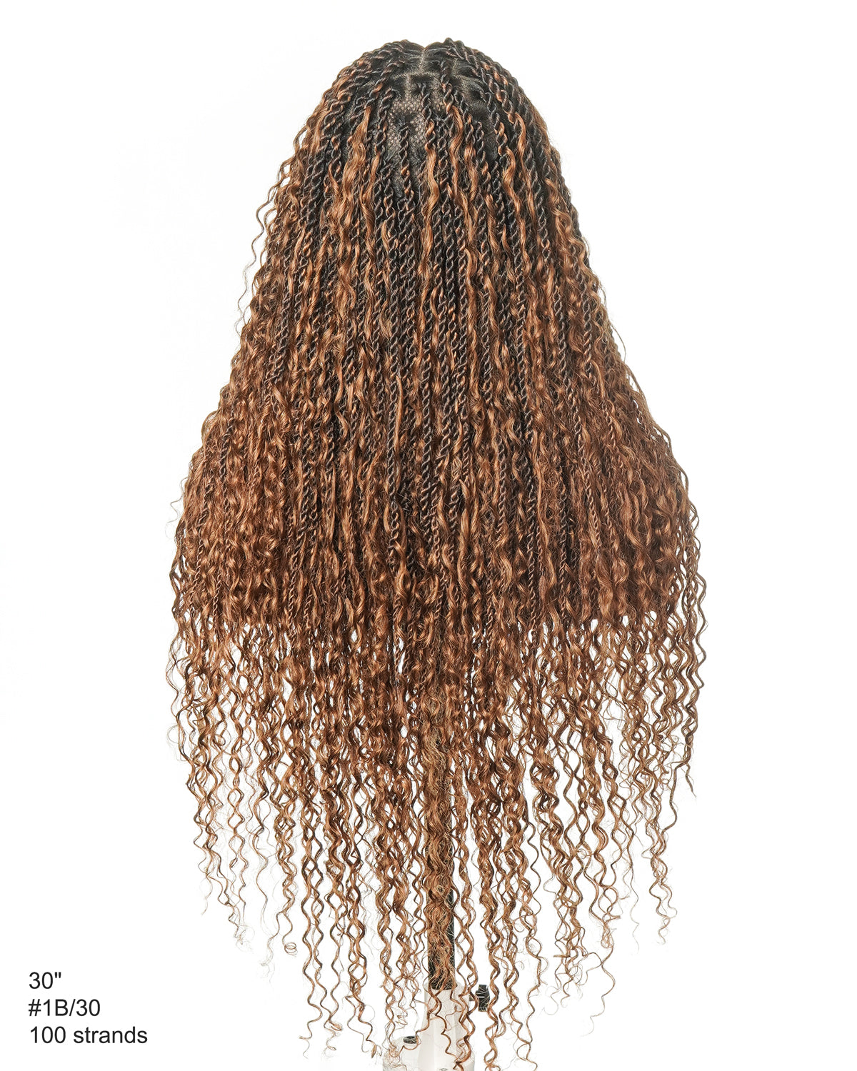 30" Island Twist Pre Bleached HD Full Lace Human Hair Curls Braided Wig