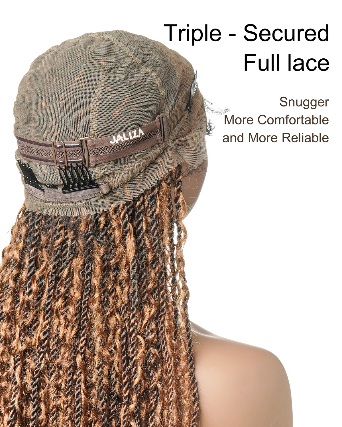 30" Island Twist Pre Bleached HD Full Lace Human Hair Curls Braided Wig