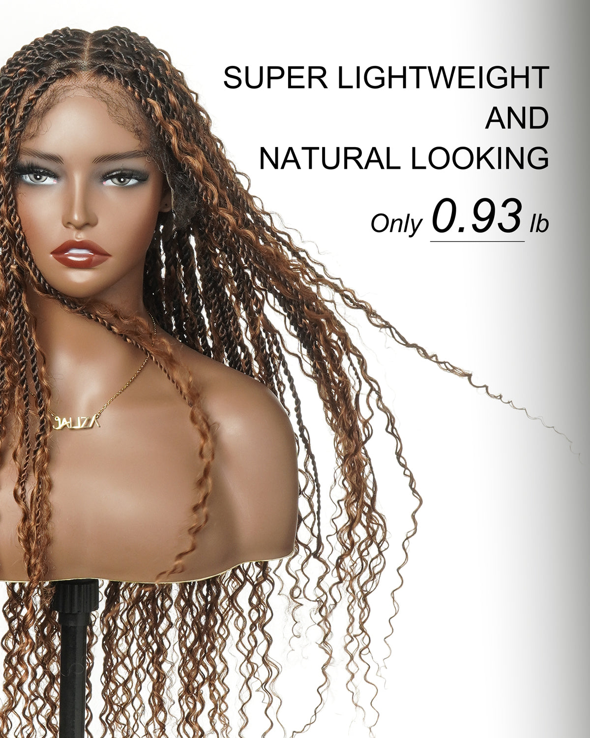 30" Island Twist Pre Bleached HD Full Lace Human Hair Curls Braided Wig