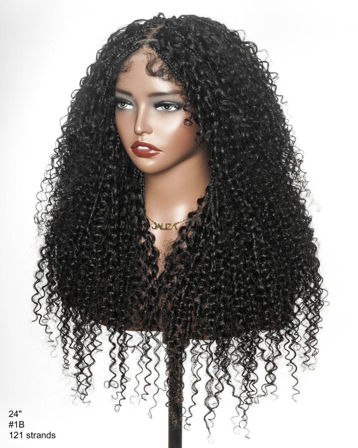 18" Pre Bleached HD Full Lace Human Hair Curly Wave Boho Box Braided Wig