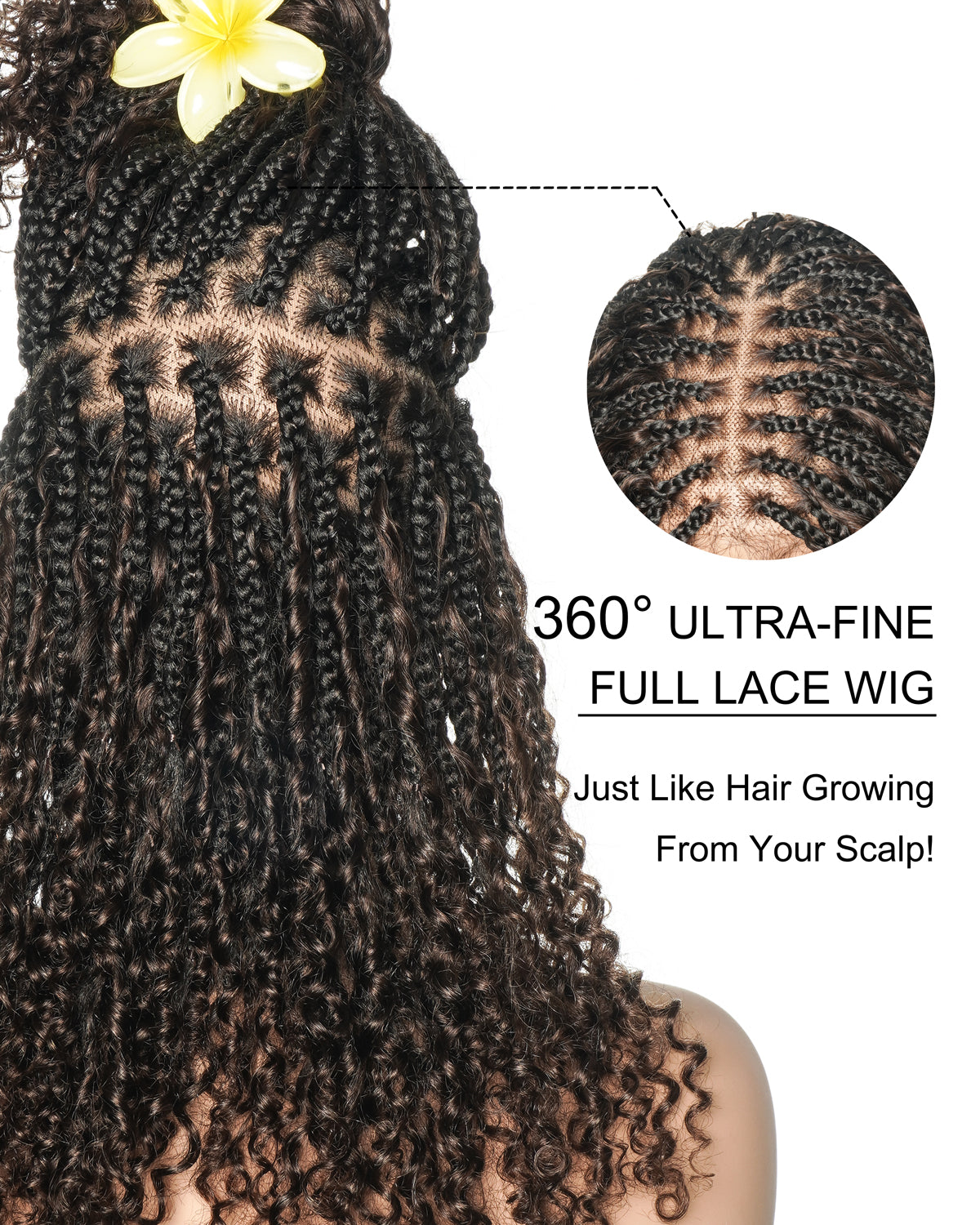 Lulu - Bora Bora Pre Bleached HD Full Lace Human Hair Curly Wave Boho Box Braided Wig