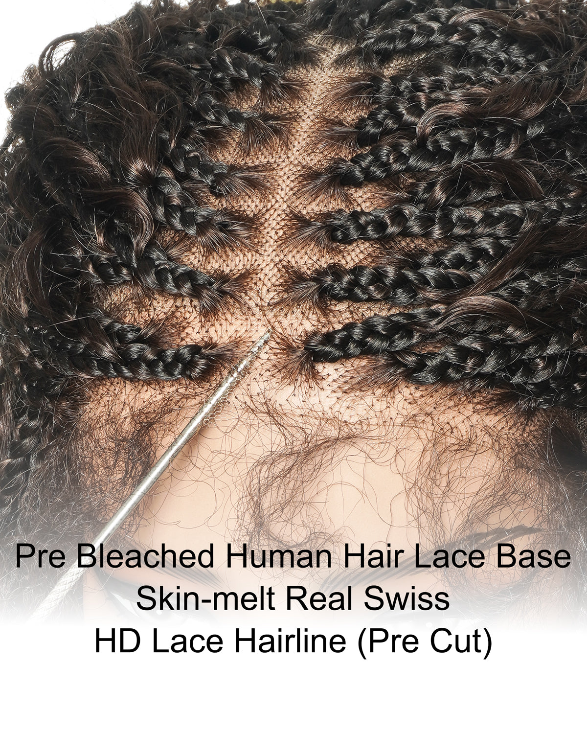 Lulu - Bora Bora Pre Bleached Swiss HD Full Lace Human Hair Curly Wave Boho Box Braided Wig