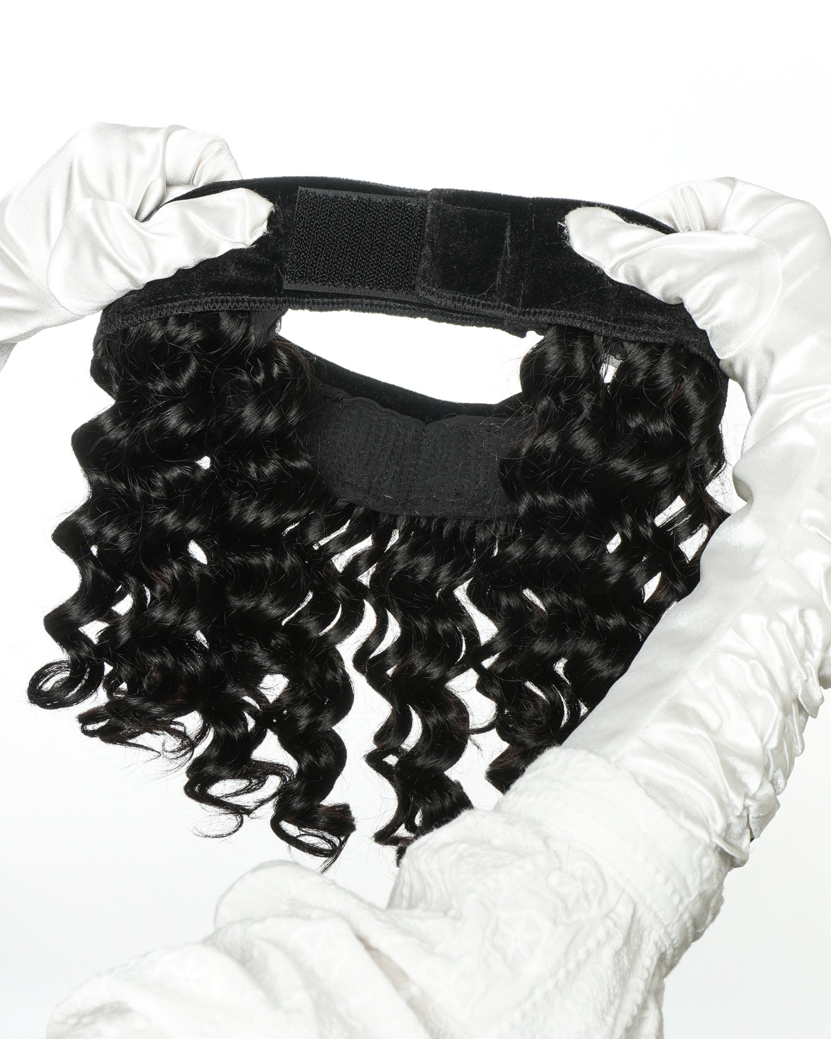 12" 100% Human Hair Headband Piece With Beanie