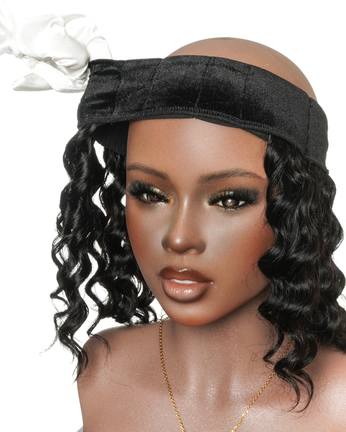 12" 100% Human Hair Headband Piece With Beanie