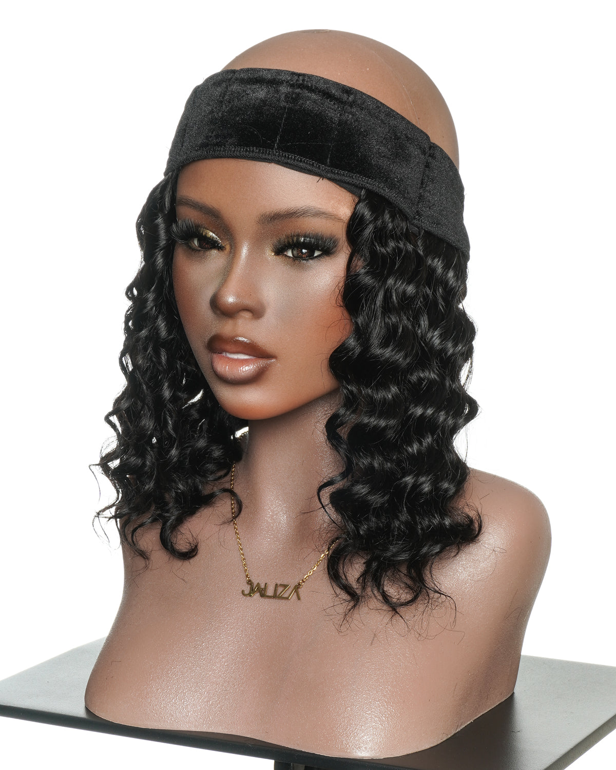 12" 100% Human Hair Headband Piece With Beanie