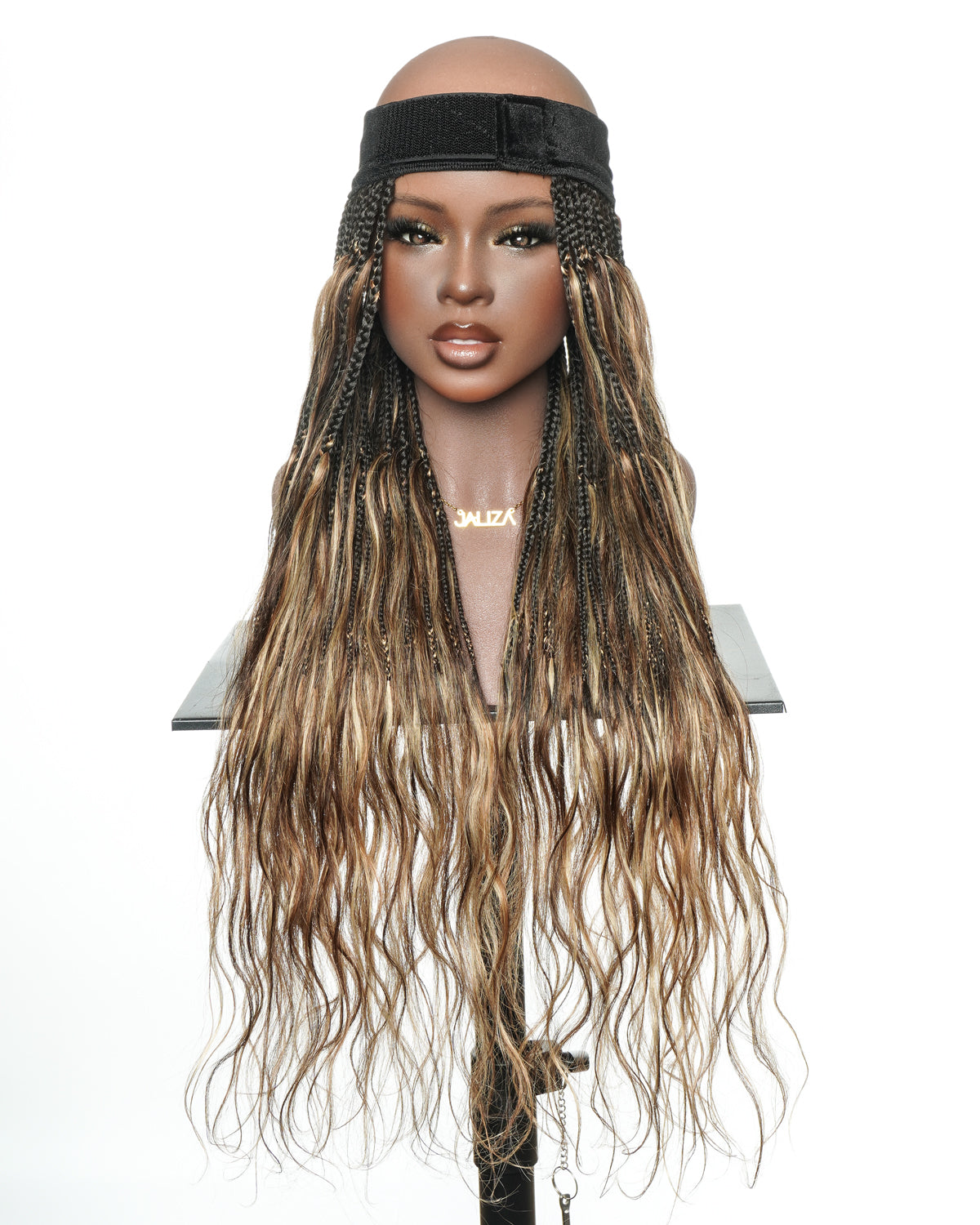 26" Glueless Boho Braids Band with Human Hair Body Wave Curls (Single Braid 22")