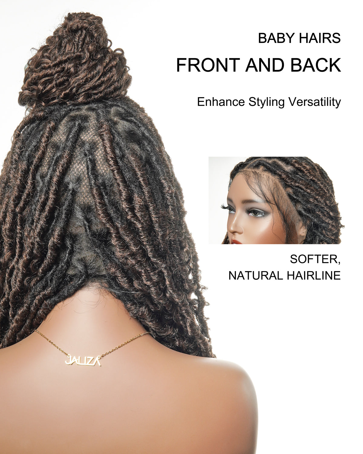 Salon-level Knotless Boho Style Locs Braided Wig Full Lace 86 Strands 30"