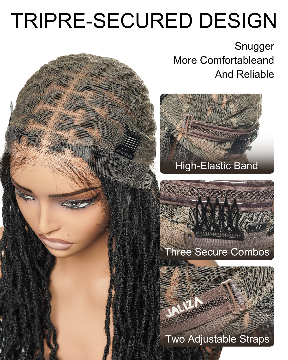 100% Human Hair Pre Bleached HD Full Lace Salon-level Knotless Afro Braids Wig