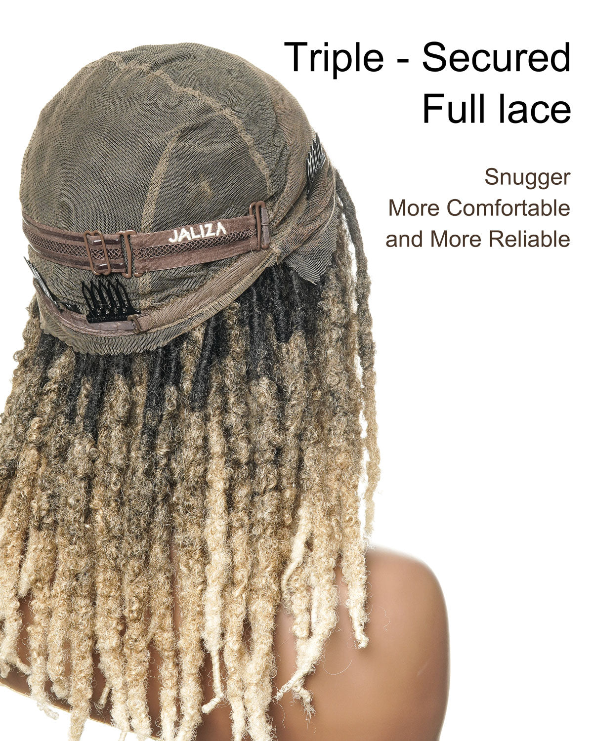 Soft And Distressed Faux Locs Ombre 1B-27-613 Pre Bleached Swiss HD Full Lace Wig