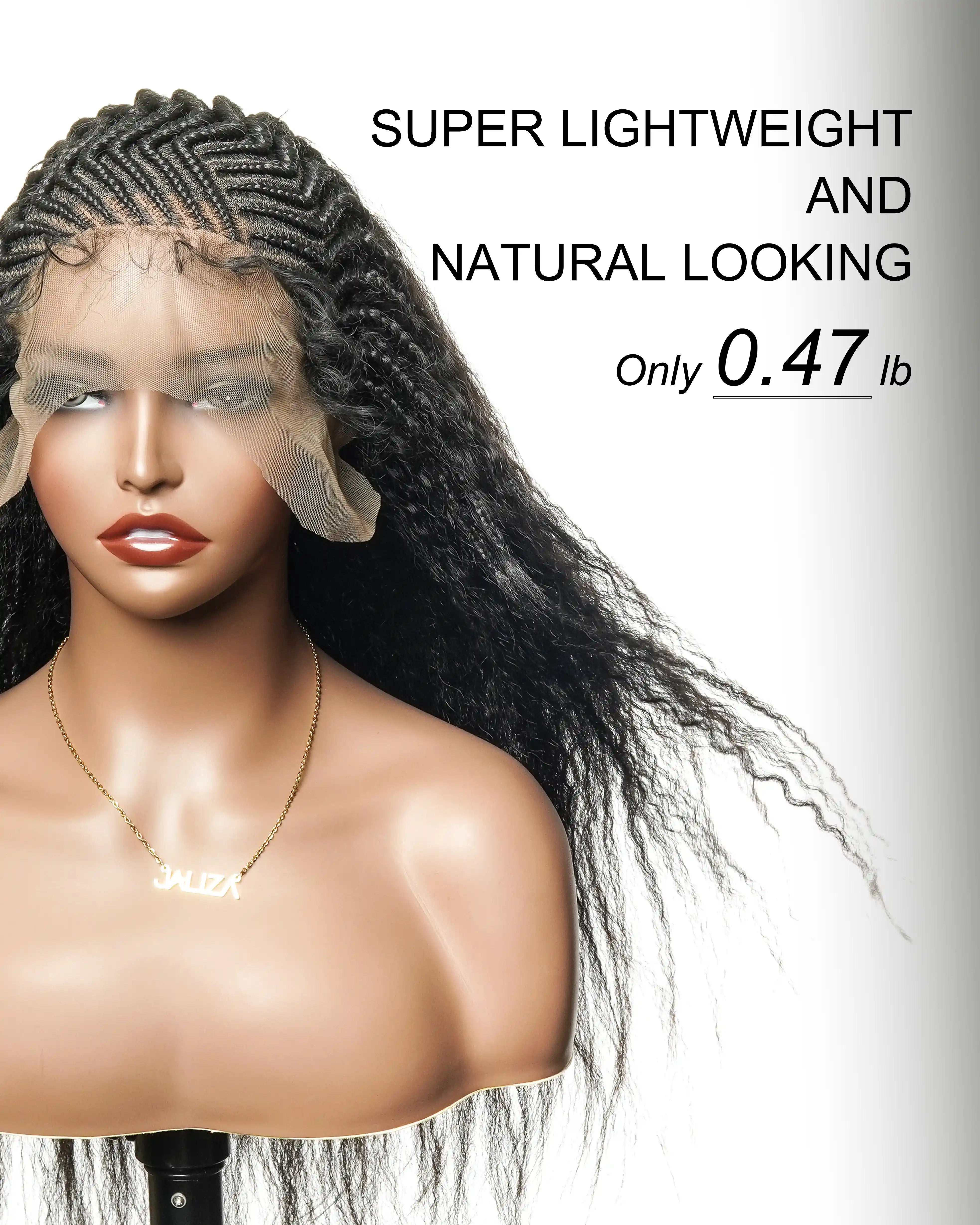 26" Multi Half Cornrow Crown with Extra Full Kinky Human Hair Wig