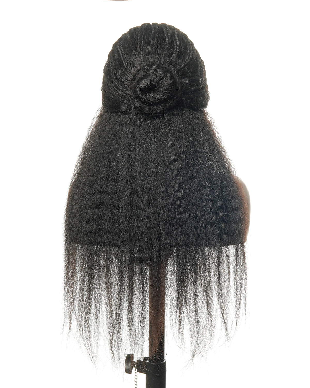 26" Multi Half Cornrow Crown with Extra Full Kinky Human Hair Wig