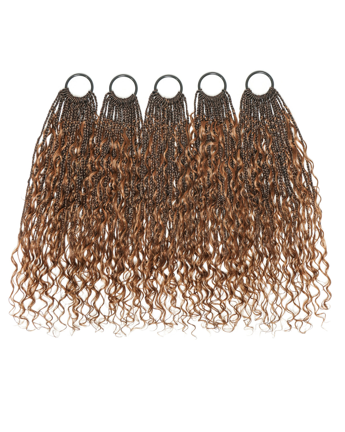 18" Ombre Brown Human Hair Deep Wave Crochet Boho Braids 100 Strands/Pack