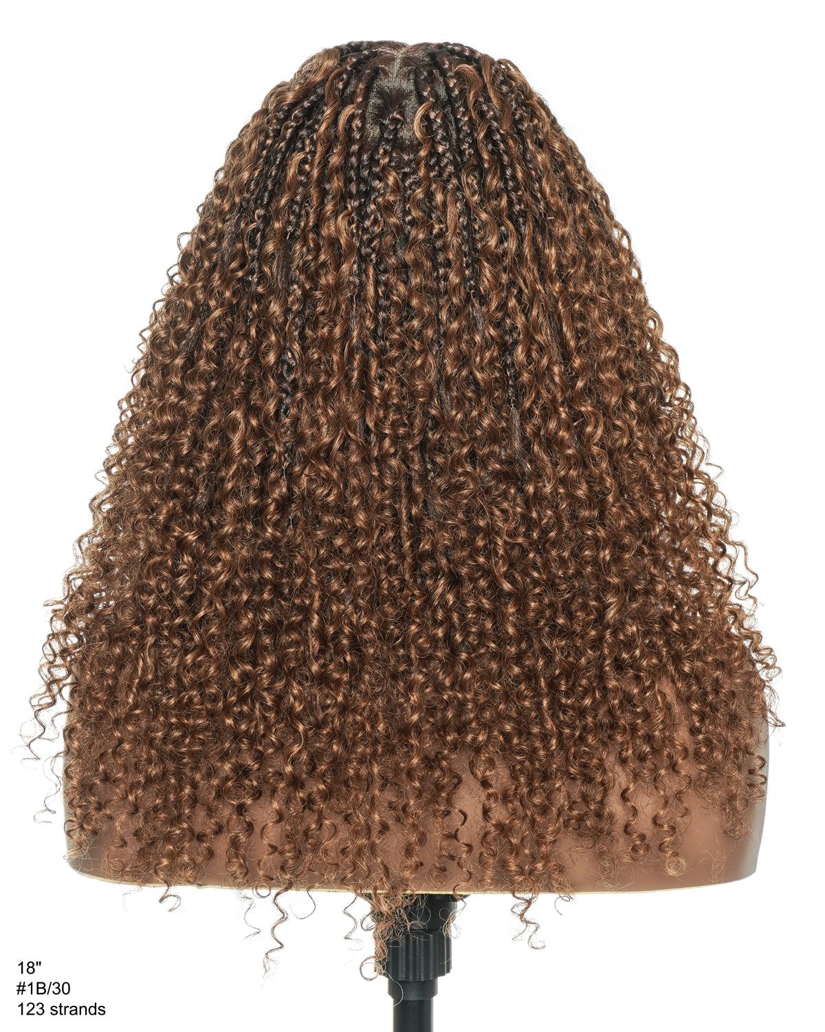 Brown Color Bora Bora 18" Pre Bleached HD Full Lace Human Hair Curly Boho Box Braided Wig